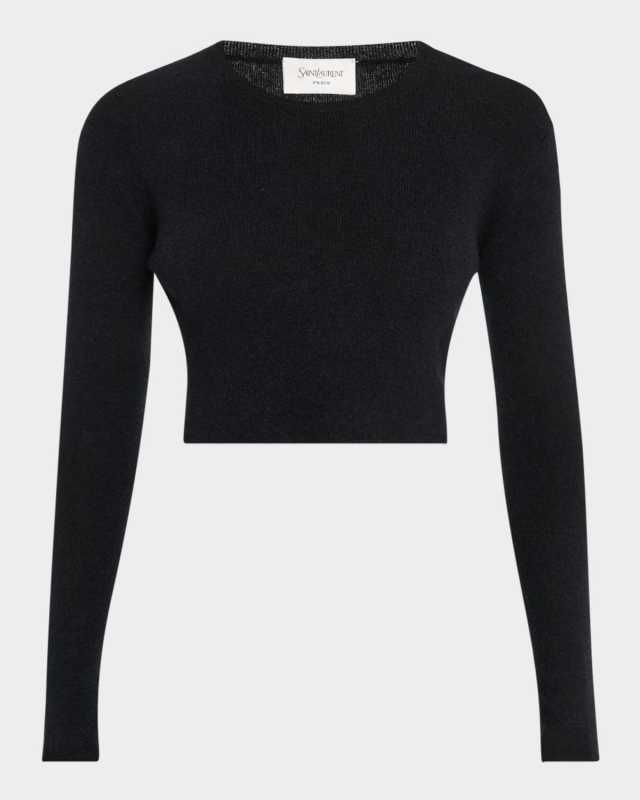 Bow Cutout Crop Cashmere Sweater